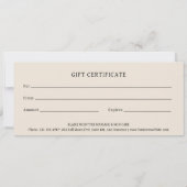 Modern Beige Maan Phases Elegant Cadeaubon (Achterkant)