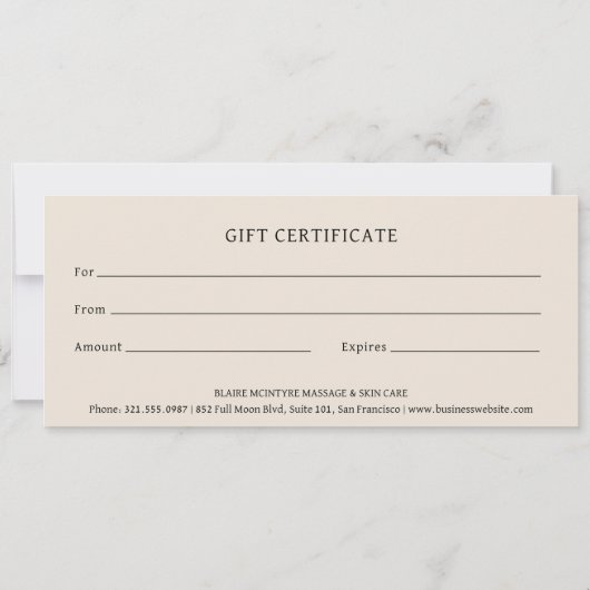 Modern Beige Maan Phases Elegant Cadeaubon (Achterkant)