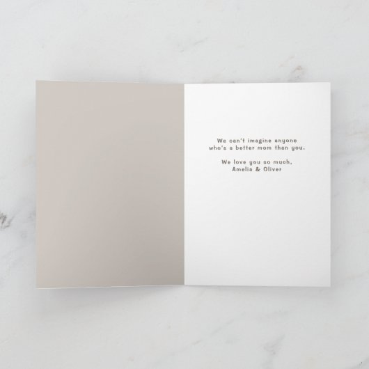 Modern Beige Mama Kinder Foto Moederdag Feestdagen Kaart (Binnen)