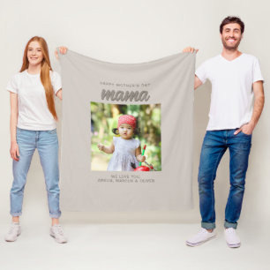Modern Beige Mama Kinder Foto Moederdag Fleece Deken