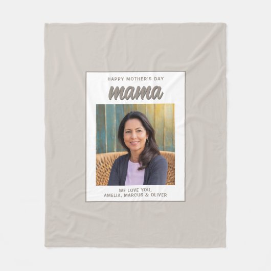Modern Beige Mama Kinder Foto Moederdag Fleece Deken (Voorkant)