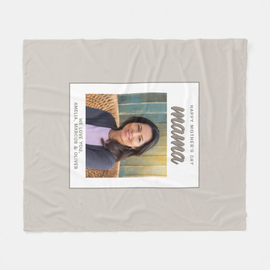 Modern Beige Mama Kinder Foto Moederdag Fleece Deken (Voorkant (Horizontaal))