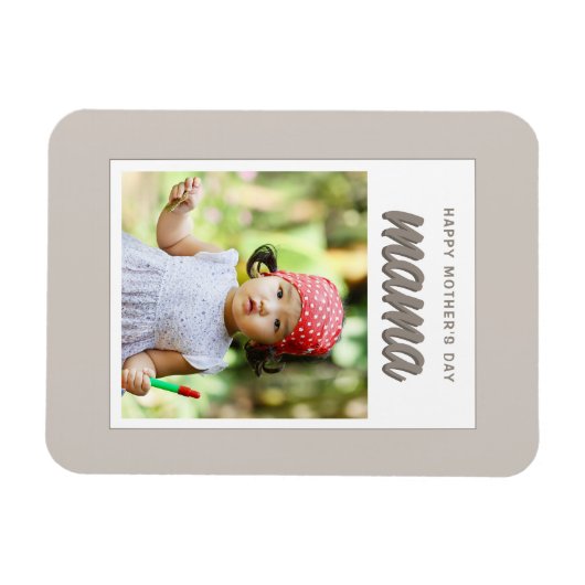 Modern Beige Mama Kinder Foto Moederdag Magneet (Horizontaal)