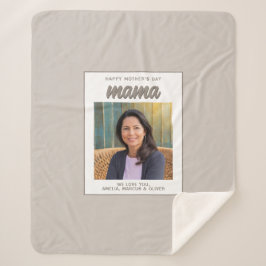 Modern Beige Mama Kinder Foto Moederdag Sherpa Deken