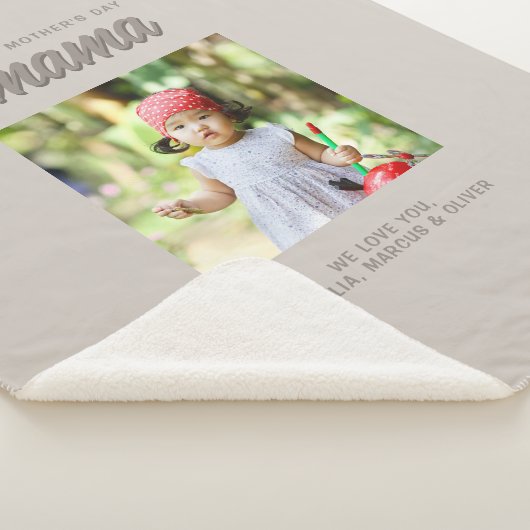 Modern Beige Mama Kinder Foto Moederdag Sherpa Deken (3/4)