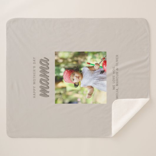 Modern Beige Mama Kinder Foto Moederdag Sherpa Deken (Voorkant (horizontaal))