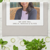 Modern Beige Mama Kinder Foto Moederdag Theedoek (Gevouwen)