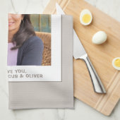 Modern Beige Mama Kinder Foto Moederdag Theedoek (Quarter Fold)