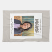 Modern Beige Mama Kinder Foto Moederdag Theedoek (Horizontaal)