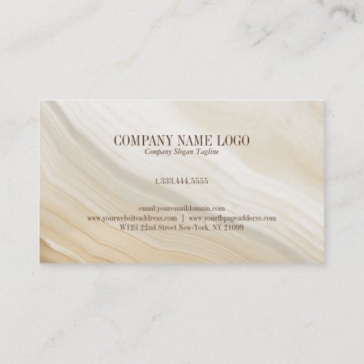 Modern Beige Marble Visitekaartje (Achterkant)