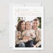 Modern Beige Merry-kerstfoto Feestdagenkaart (Voorkant)
