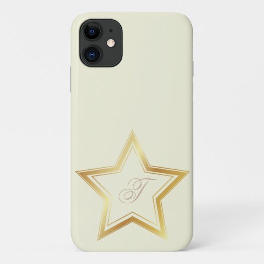 Modern Beige minimaal Gold Star Monogram Case-Mate iPhone Case (Achterkant)
