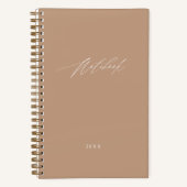 Modern Beige Minimal Script Elegant Custom Notitieboek (Voorkant)