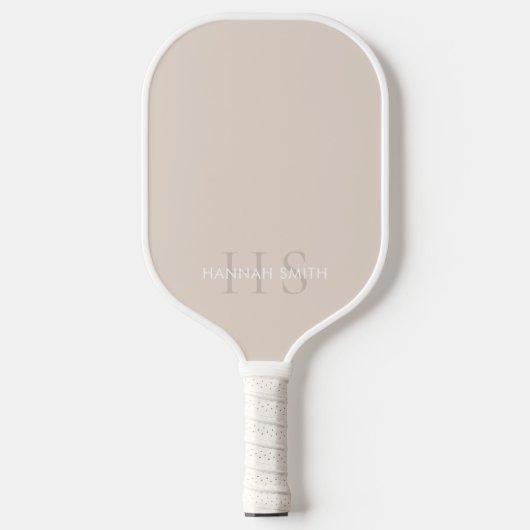 Modern Beige minimalistisch monogram Pickleball Paddle (Voorkant)