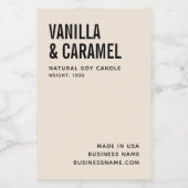 Modern beige minimalistische sojakaneletiket voedselcontainer etiket (Enkel label)