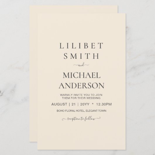 Modern Beige Monochrome Wedding (Voorkant / Achterkant)