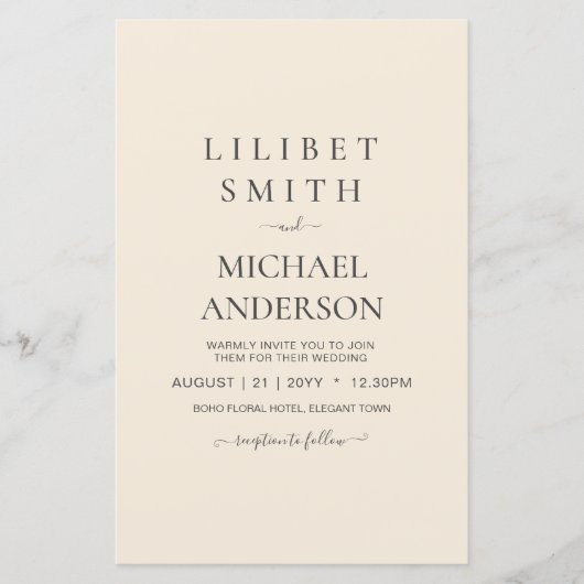 Modern Beige Monochrome Wedding (Voorkant)