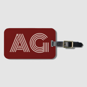 Modern Beige Monogram en Wijn Bagagelabel