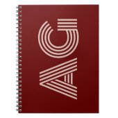 Modern Beige Monogram en Wijn Notitieboek (Voorkant)