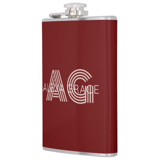 Modern beige monogram heupfles (Links)