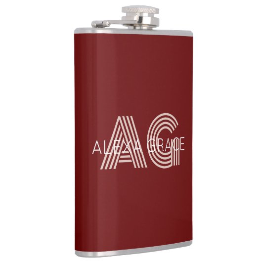 Modern beige monogram heupfles (Rechts)