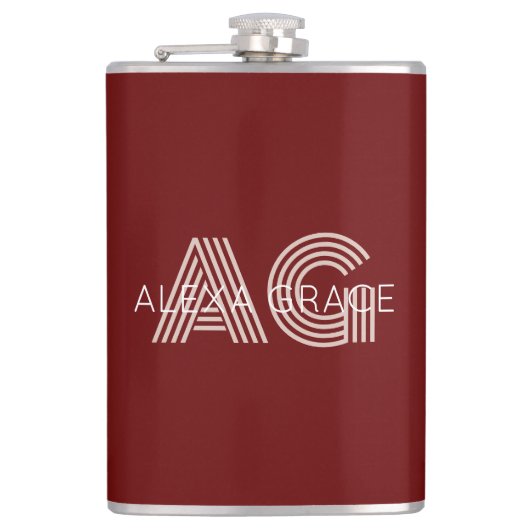 Modern beige monogram heupfles (Voorkant)