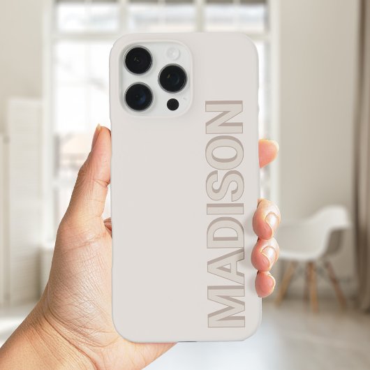 Modern Beige Monogram Naam Case-Mate iPhone Case