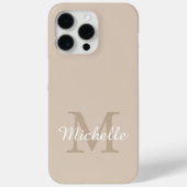 Modern Beige Monogram Script Name Case-Mate iPhone Case (Achterkant)