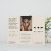 Modern Beige Moon Phases Elegante Tri-fold brochur (Staand voorkant)