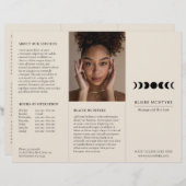 Modern Beige Moon Phases Elegante Tri-fold brochur (Voorkant / Achterkant)