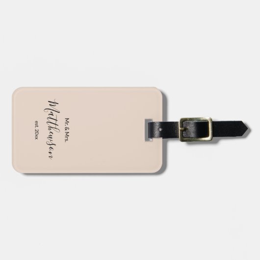 Modern Beige Mr. en Mrs. Passen getrouwd Family Cu Bagagelabel (Voorkant horizontaal)