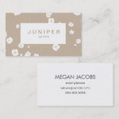 Modern Beige Natural and White Flower Visitekaartje (Voorkant / Achterkant)