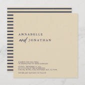 Modern Beige Navy Blue Contemmodern Weddenschap Kaart (Voorkant / Achterkant)