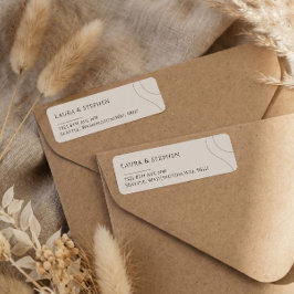 Modern Beige Neutral Couple Wedding Return Address Etiket