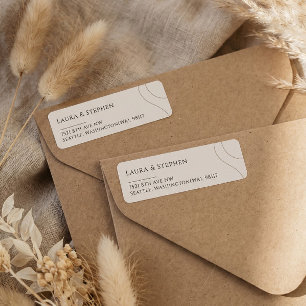Modern Beige Neutral Couple Wedding Return Address Etiket