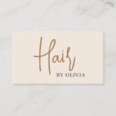 Modern Beige Neutral QR Code Hair Stylist Visitekaartje (Voorkant)
