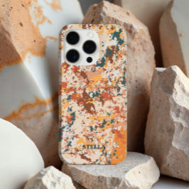 Modern Beige Oranje Camo Army gepersonaliseerd iPhone 16 Pro Hoesje