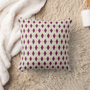 Modern Beige Paarse Argyle Geometric Kussen