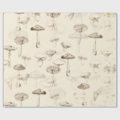 Modern beige paddenstoelenpatroon cadeaupapier (Vlak)