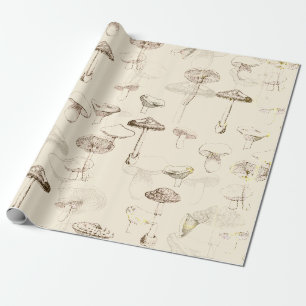 Modern  beige paddenstoelenpatroon cadeaupapier
