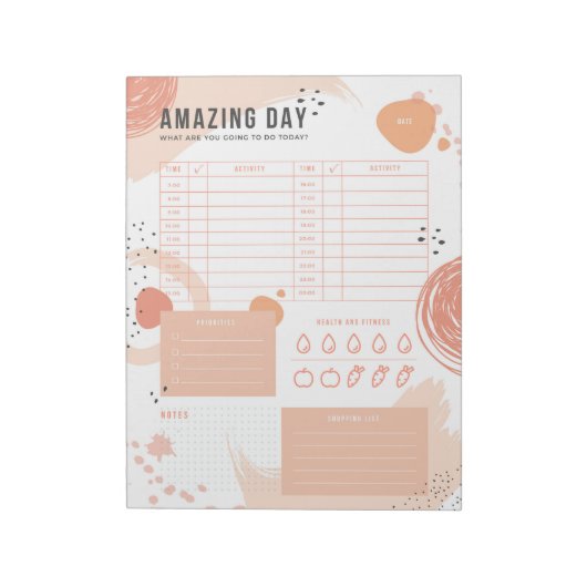 Modern Beige-Peach Daily Planner Notitieblok (Linkerzijde)