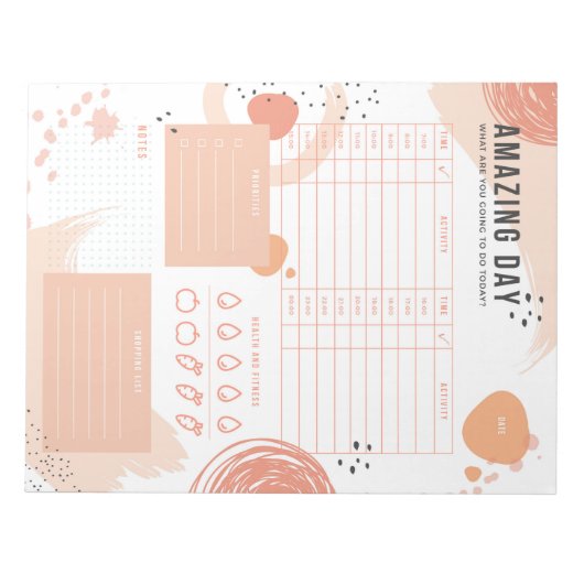 Modern Beige-Peach Daily Planner Notitieblok (Voorkant)