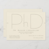 Modern Beige PhD Afstuderen Uitnodiging (Voorkant / Achterkant)