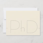 Modern Beige PhD Afstuderen Uitnodiging (Achterkant)