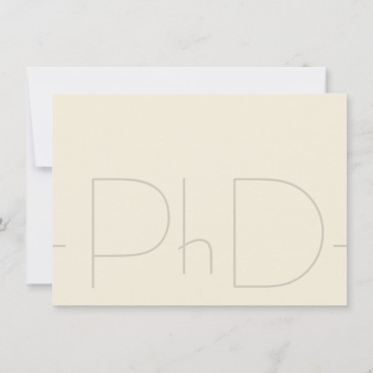 Modern Beige PhD Afstuderen Uitnodiging (Achterkant)
