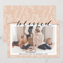 Modern Beige Pine Boughs Elegant Script Minimalist