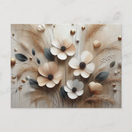 Modern Beige-Pink 2 bloemen Briefkaart