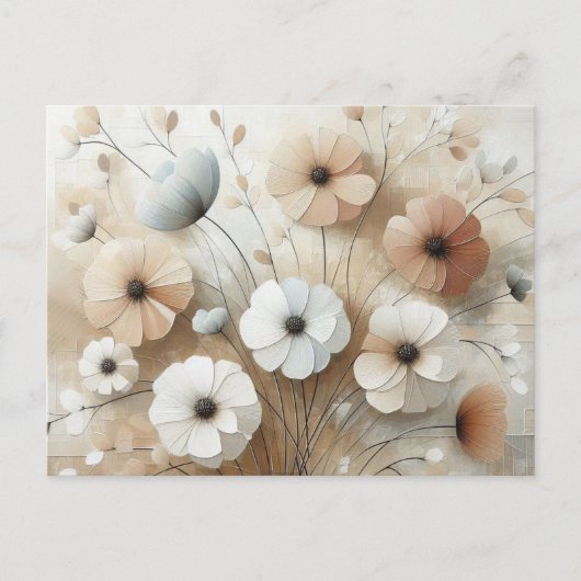Modern Beige-Pink 3 bloemen Briefkaart (Voorkant)