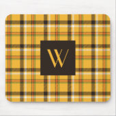 Modern Beige Plaid Ruitjes Patroon Monogram Muismat (Voorkant)