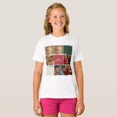 Modern beige Sage RED collage Christmas family T-shirt (Voorkant volledig)